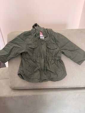 Old Navy Girls Olive Hooded Utility Jacket